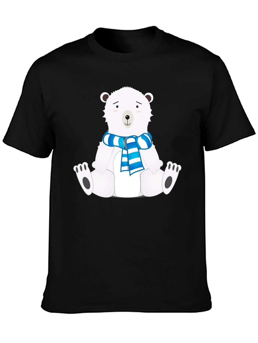 Polar Bear Scarf Graphic Black Tee