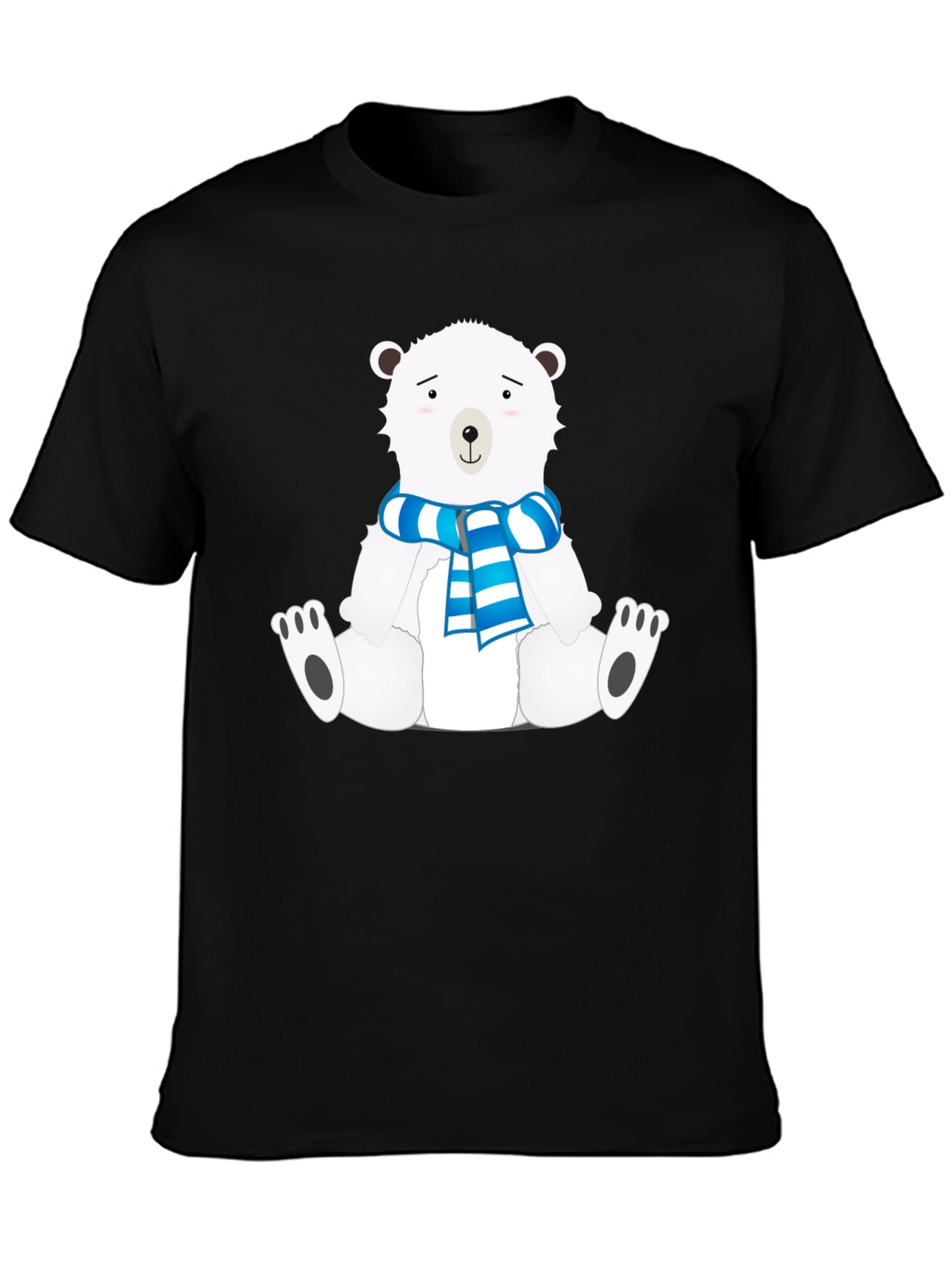 Polar Bear Scarf Graphic Black Tee