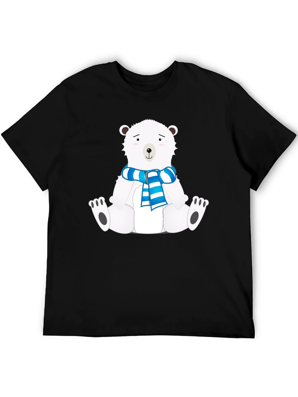 Polar Bear Scarf Graphic Black Tee