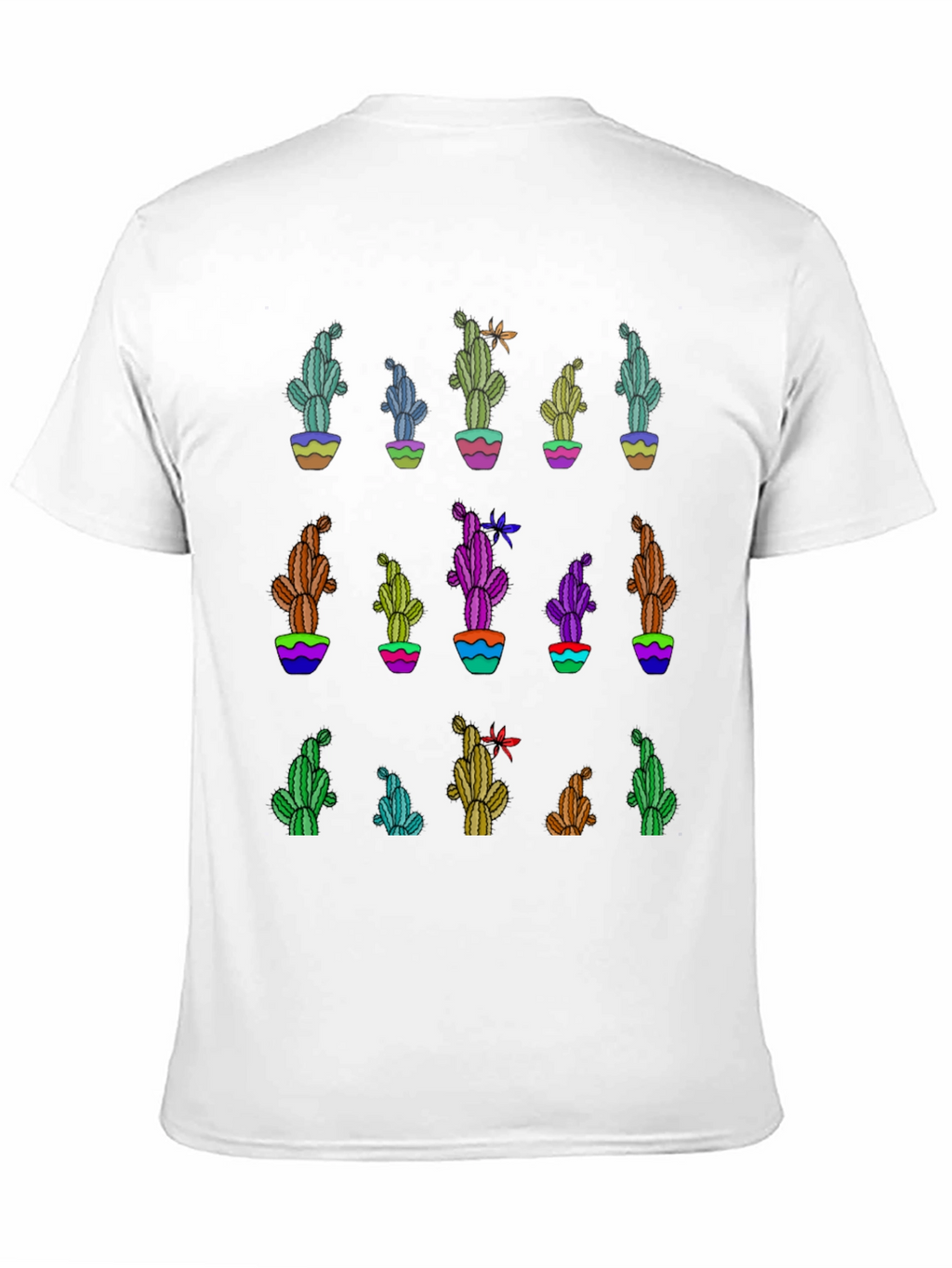 Cactus Print Black T-Shirt - Unique Design