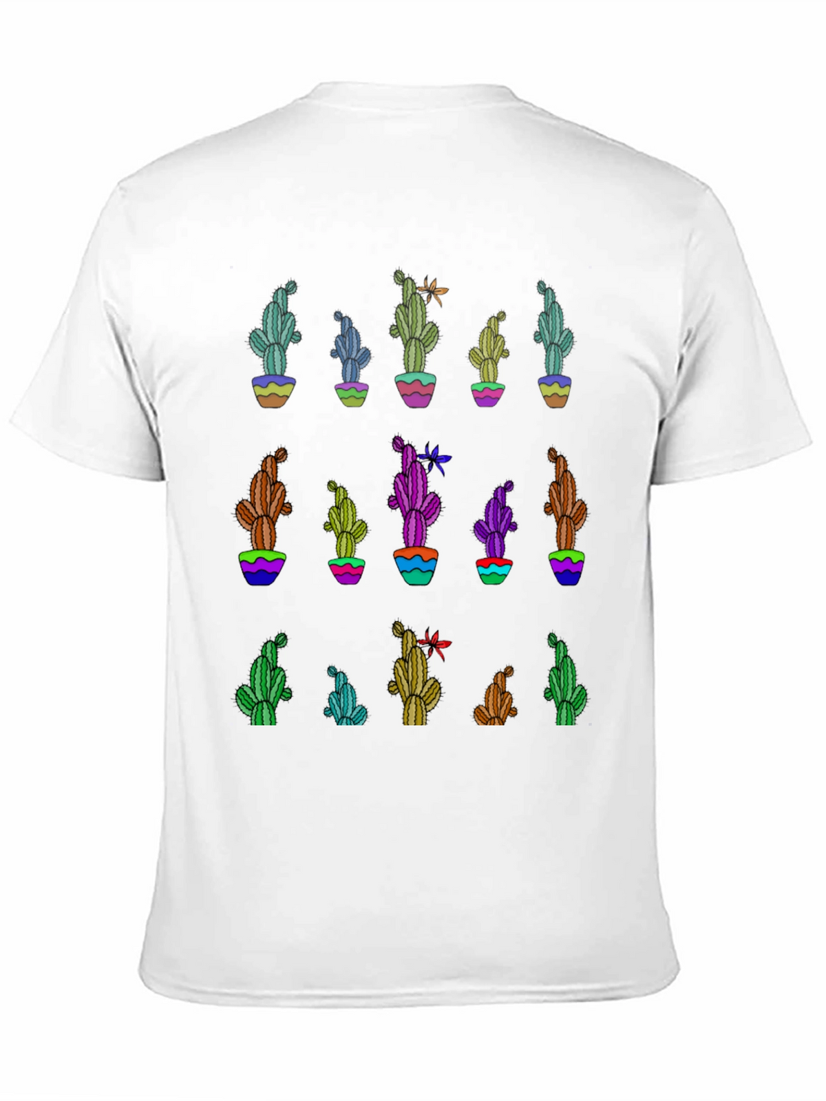 Cactus Print Black T-Shirt - Unique Design