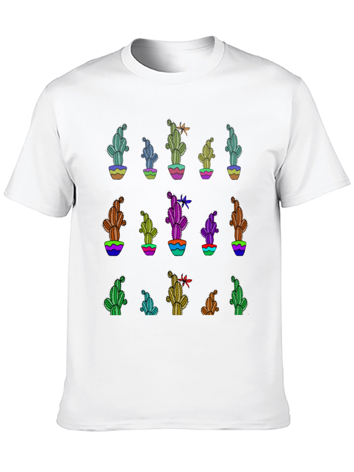 Cactus Print Black T-Shirt - Unique Design