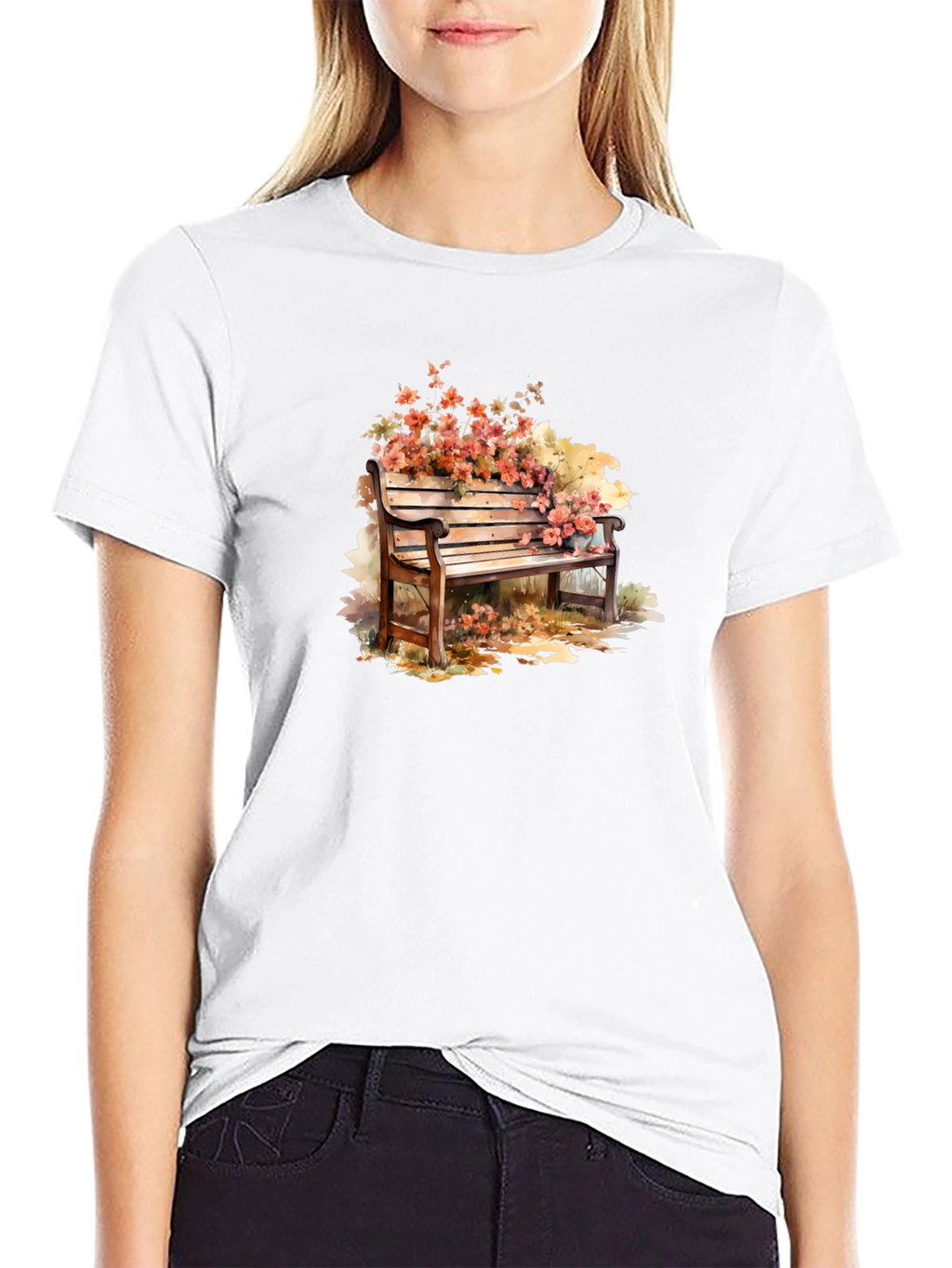 Floral Bench Graphic Tee - Unique Style