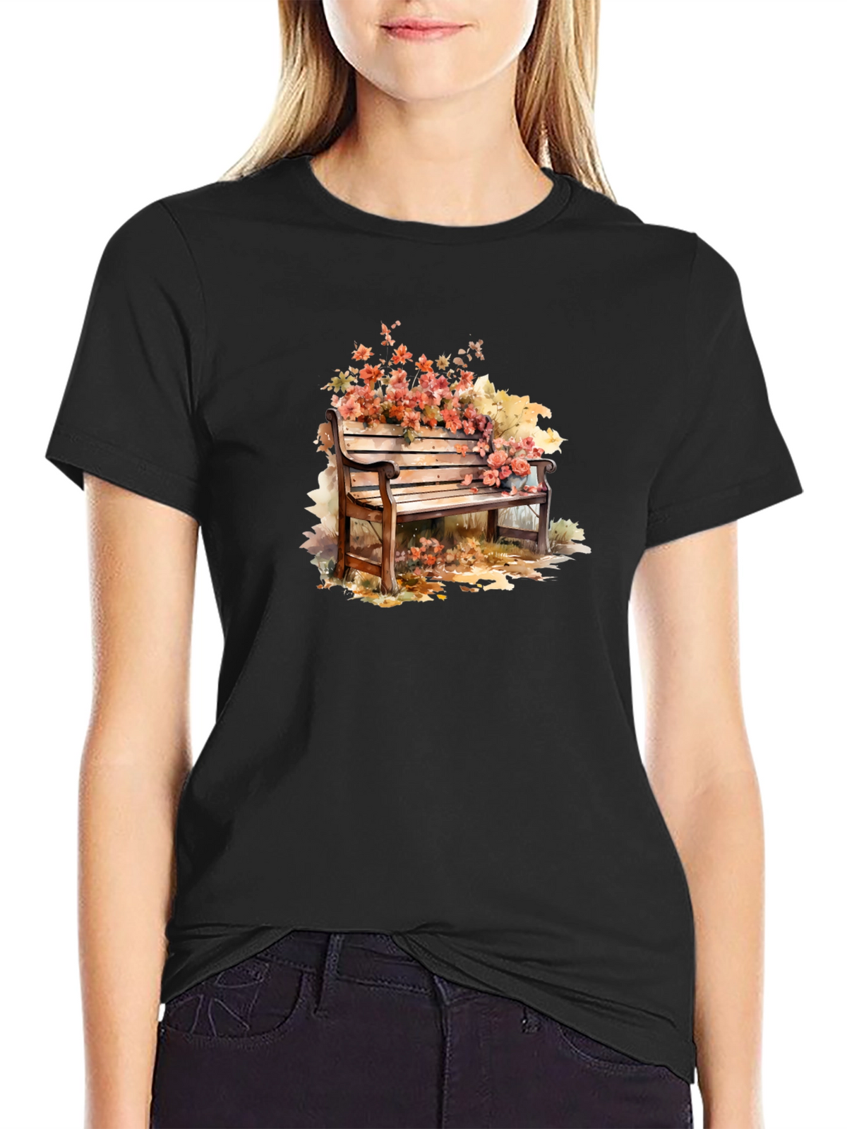 Floral Bench Graphic Tee - Unique Style