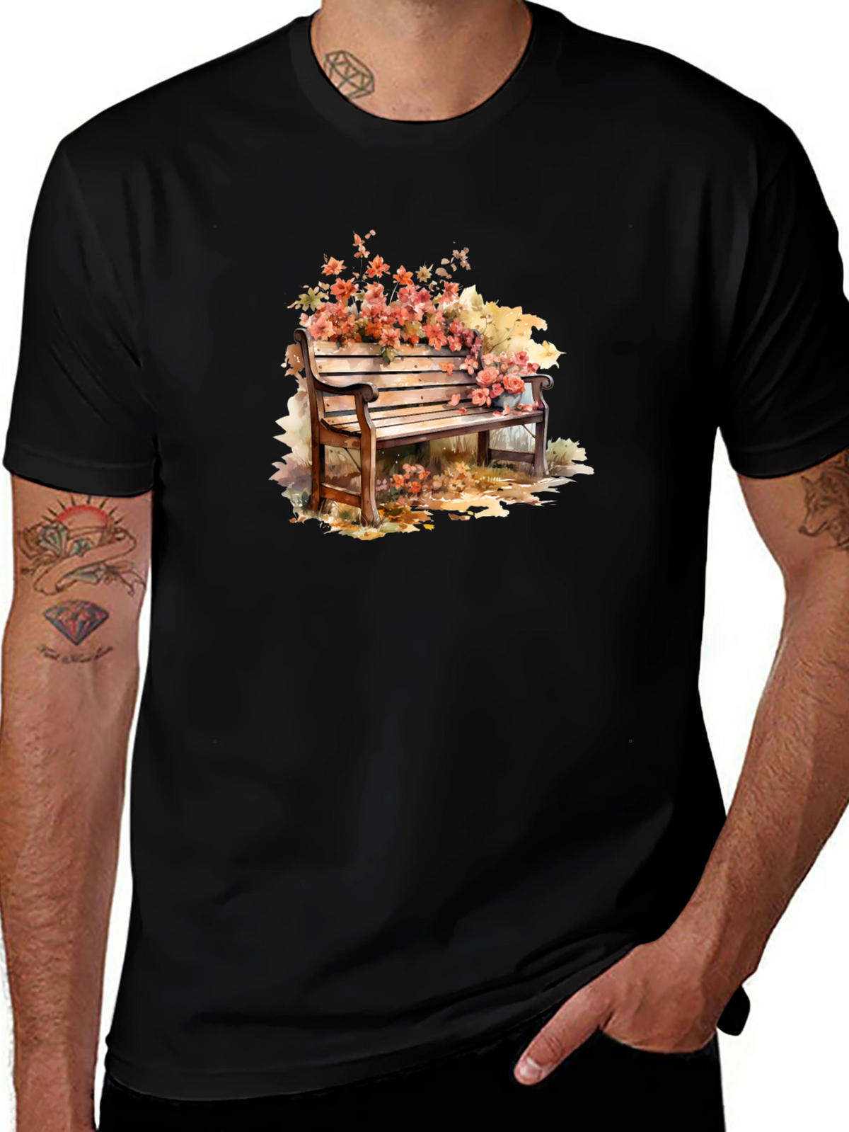 Floral Bench Graphic Tee - Unique Style