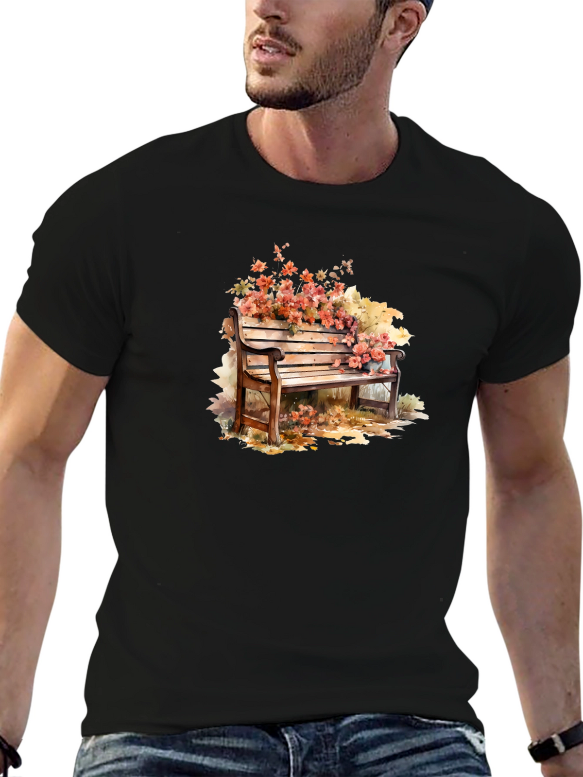 Floral Bench Graphic Tee - Unique Style