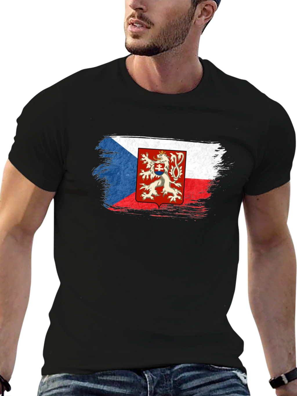 Czech Republic Flag T-Shirt - Black Graphic Tee