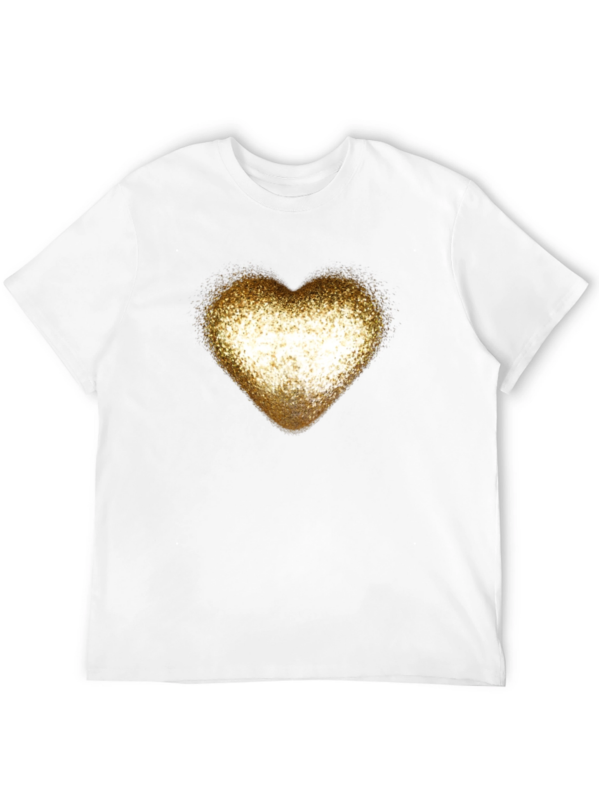 Golden Glitter Heart Black T-Shirt