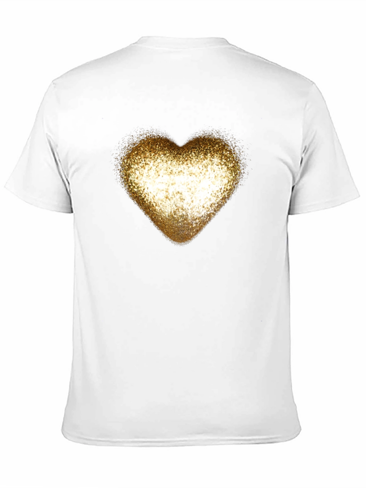Golden Glitter Heart Black T-Shirt
