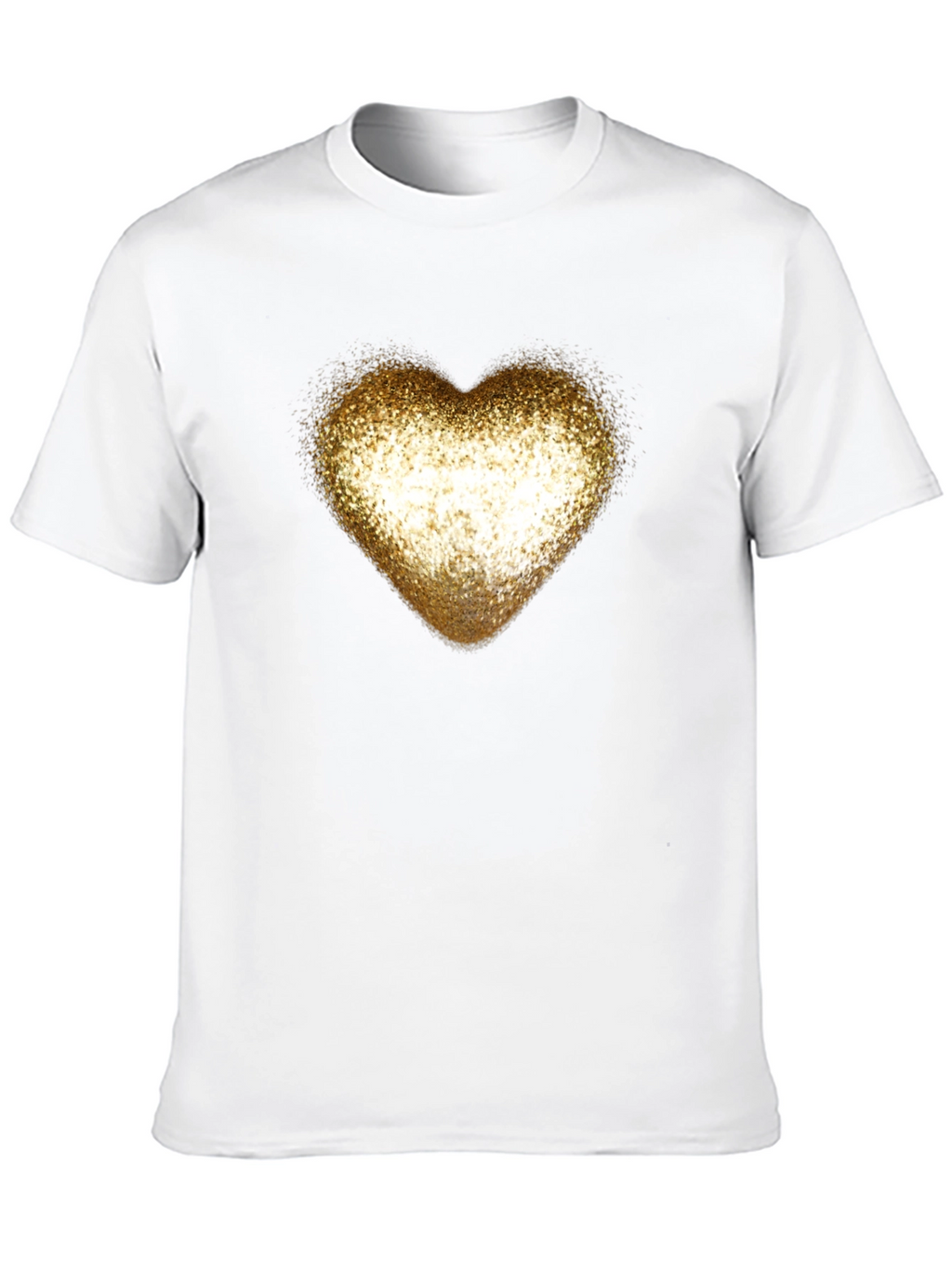 Golden Glitter Heart Black T-Shirt