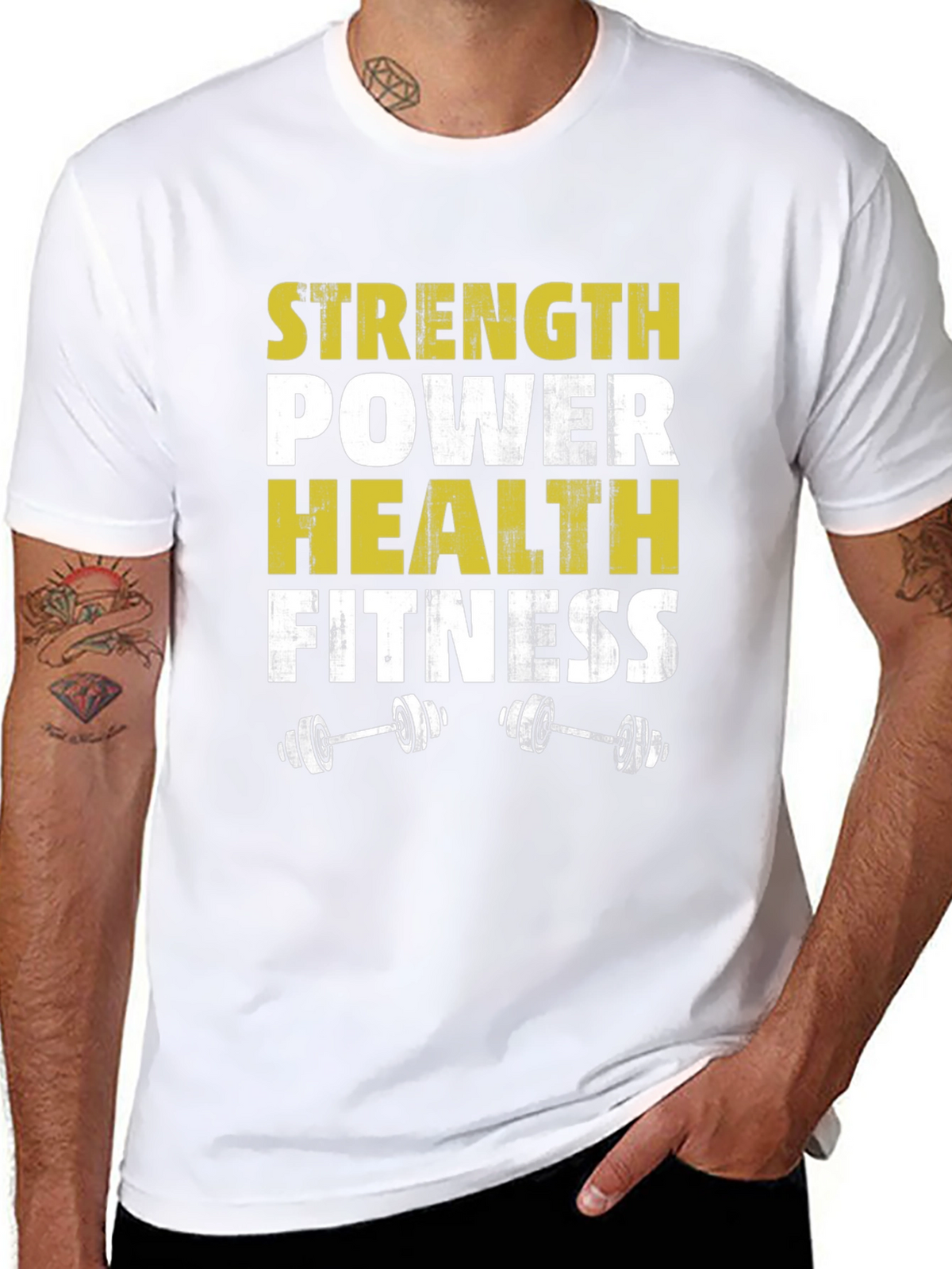 Strength Power Health Fitness Graphic T-Shirt