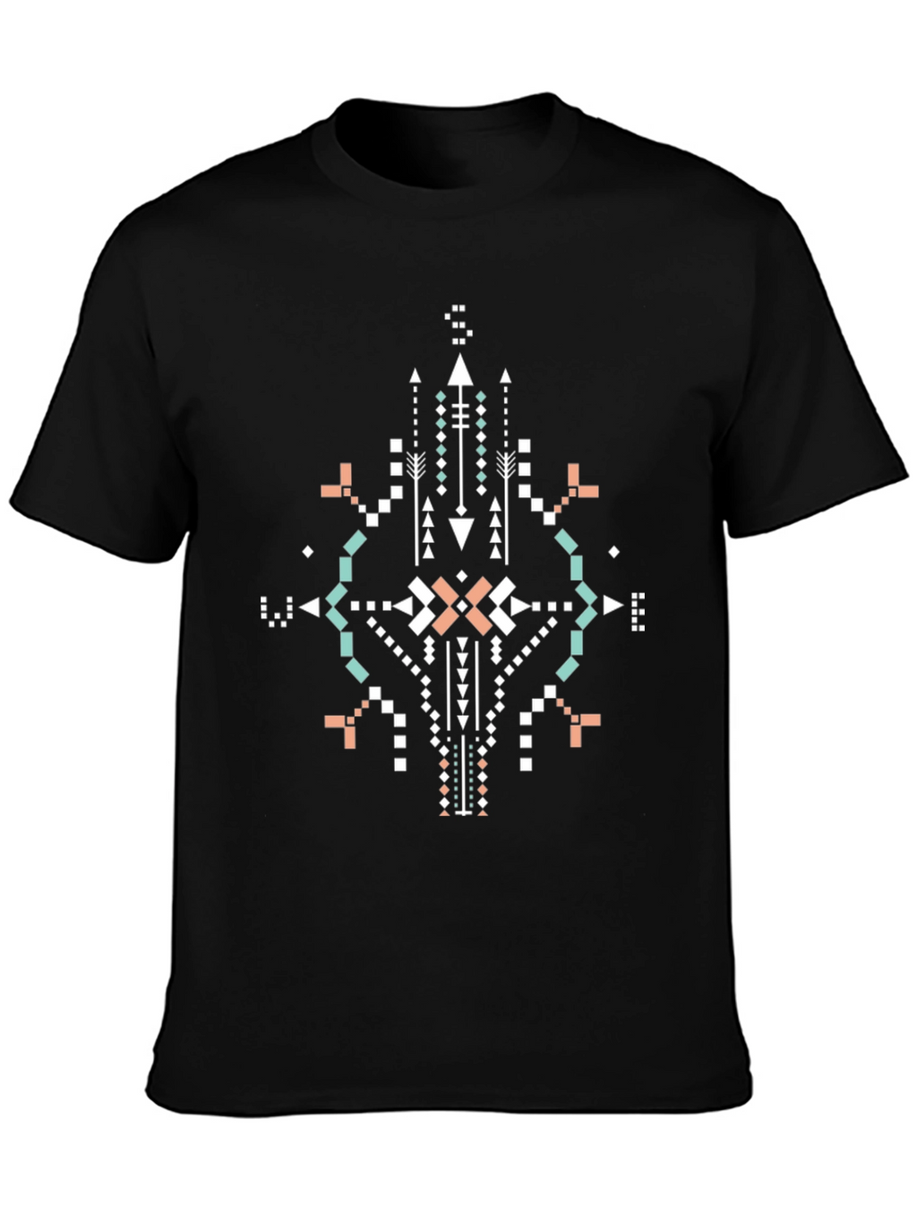 Tribal Geometric Print Black T-Shirt