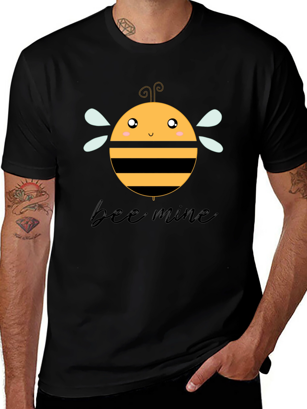 Bee Mine Graphic T-Shirt Black Cotton Tee