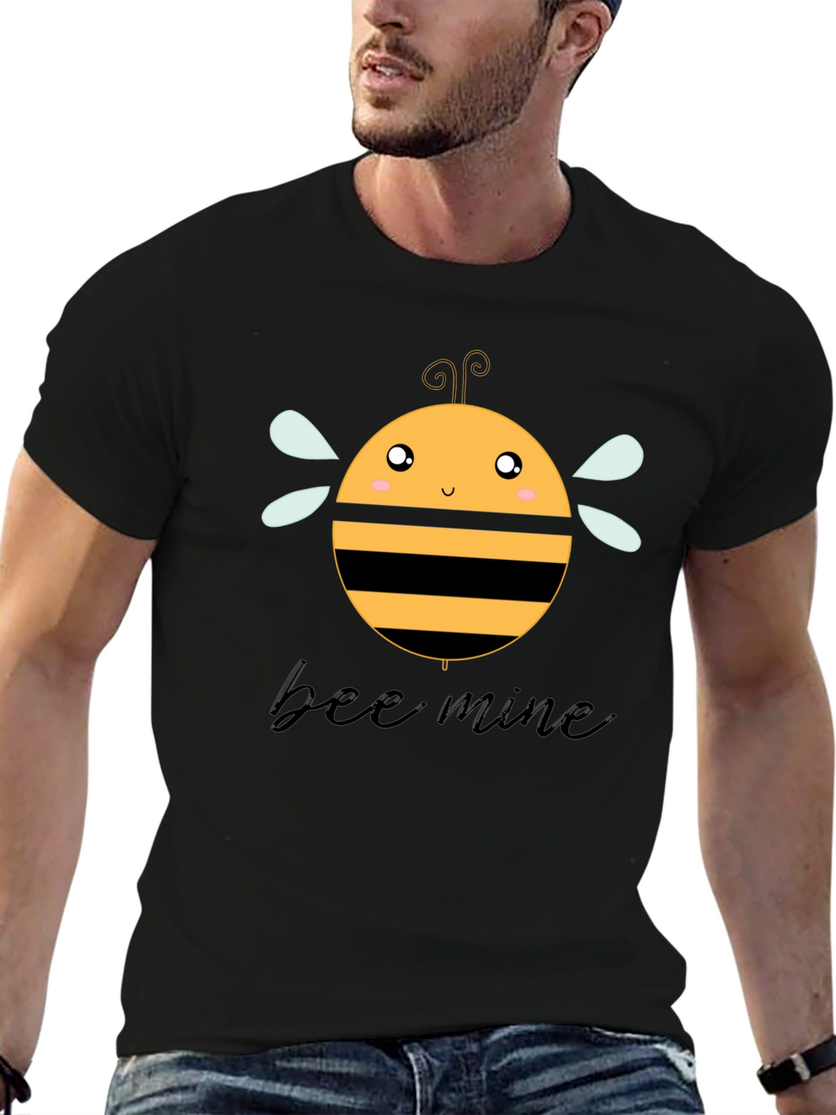 Bee Mine Graphic T-Shirt Black Cotton Tee
