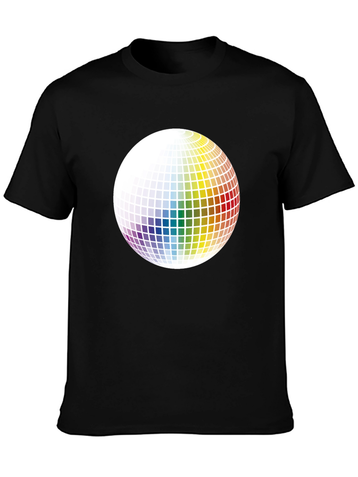 Retro Rainbow Sphere Graphic Tee - Black Cotton Blend