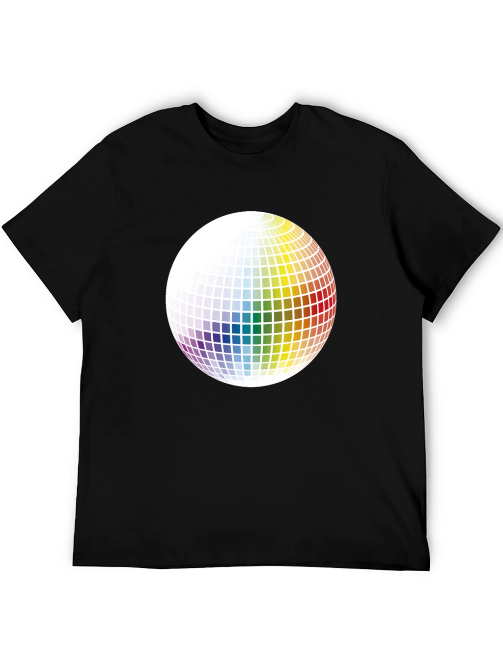 Retro Rainbow Sphere Graphic Tee - Black Cotton Blend