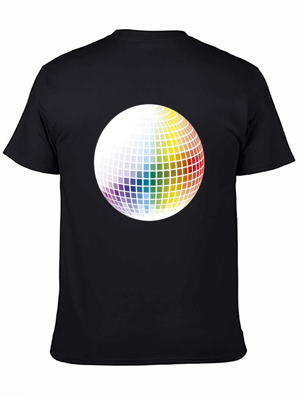 Retro Rainbow Sphere Graphic Tee - Black Cotton Blend