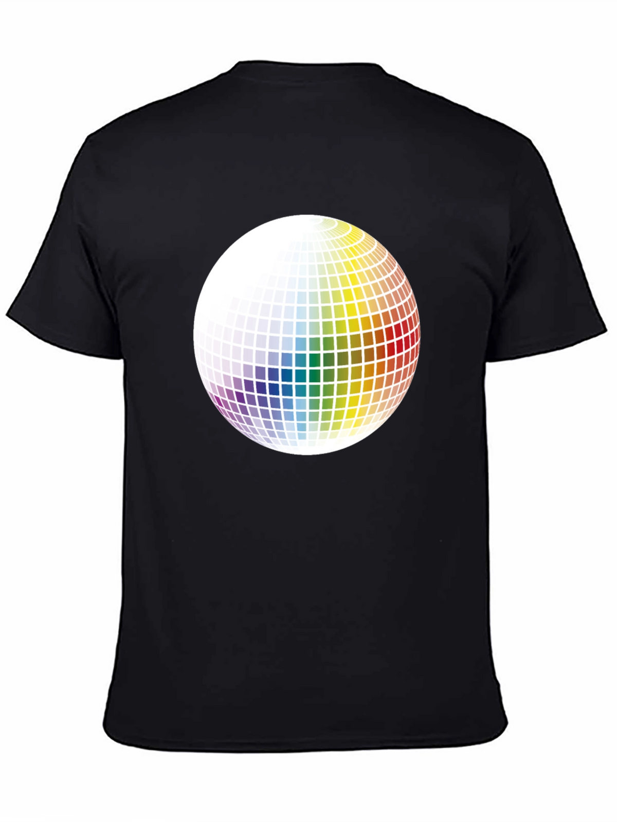 Retro Rainbow Sphere Graphic Tee - Black Cotton Blend