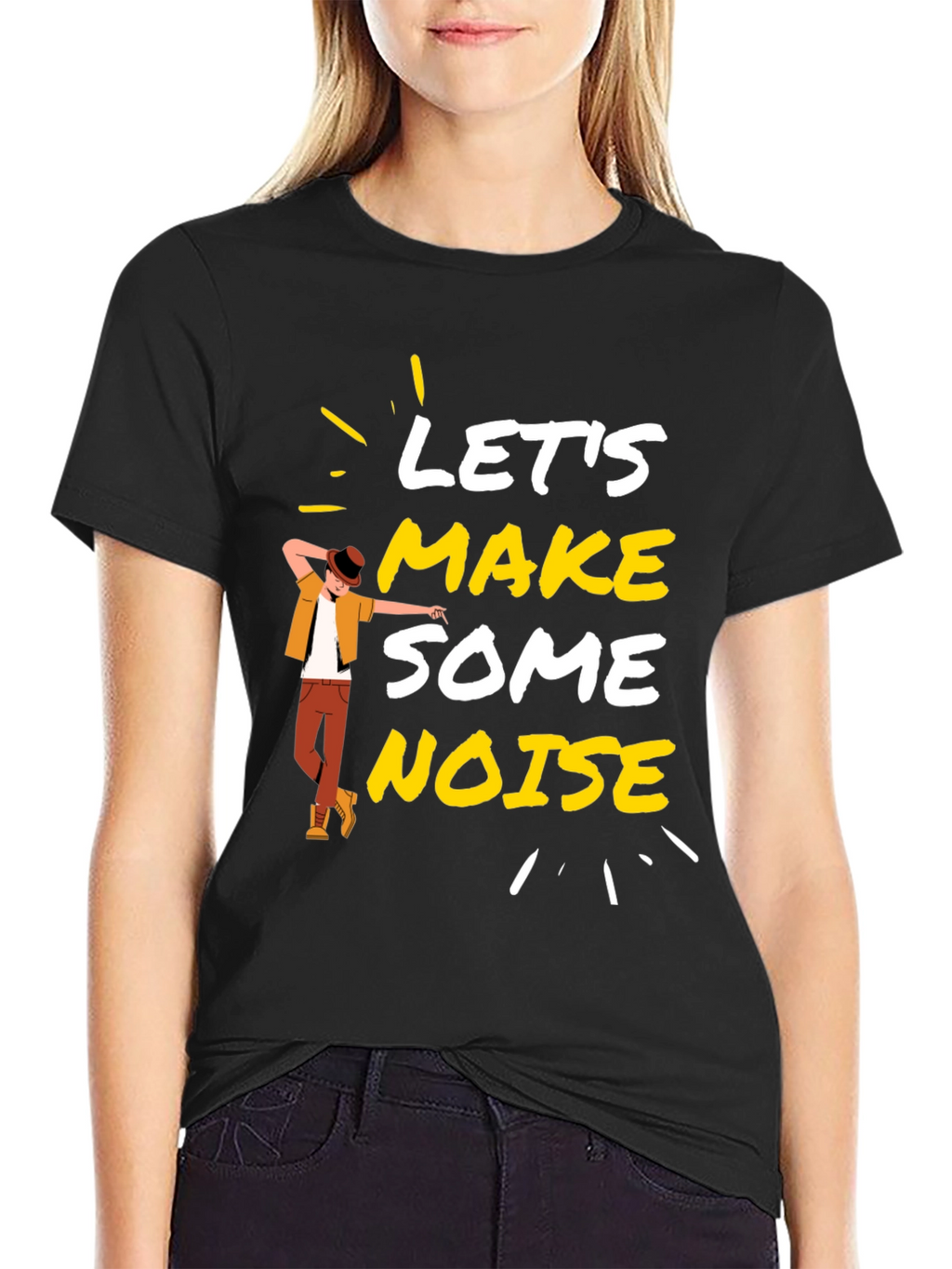 Lets Make Some Noise Black Graphic Tee