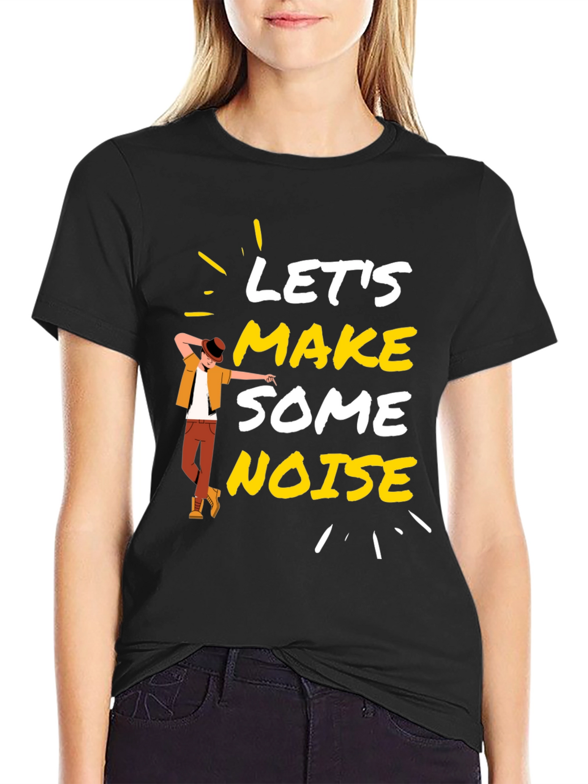 Lets Make Some Noise Black Graphic Tee
