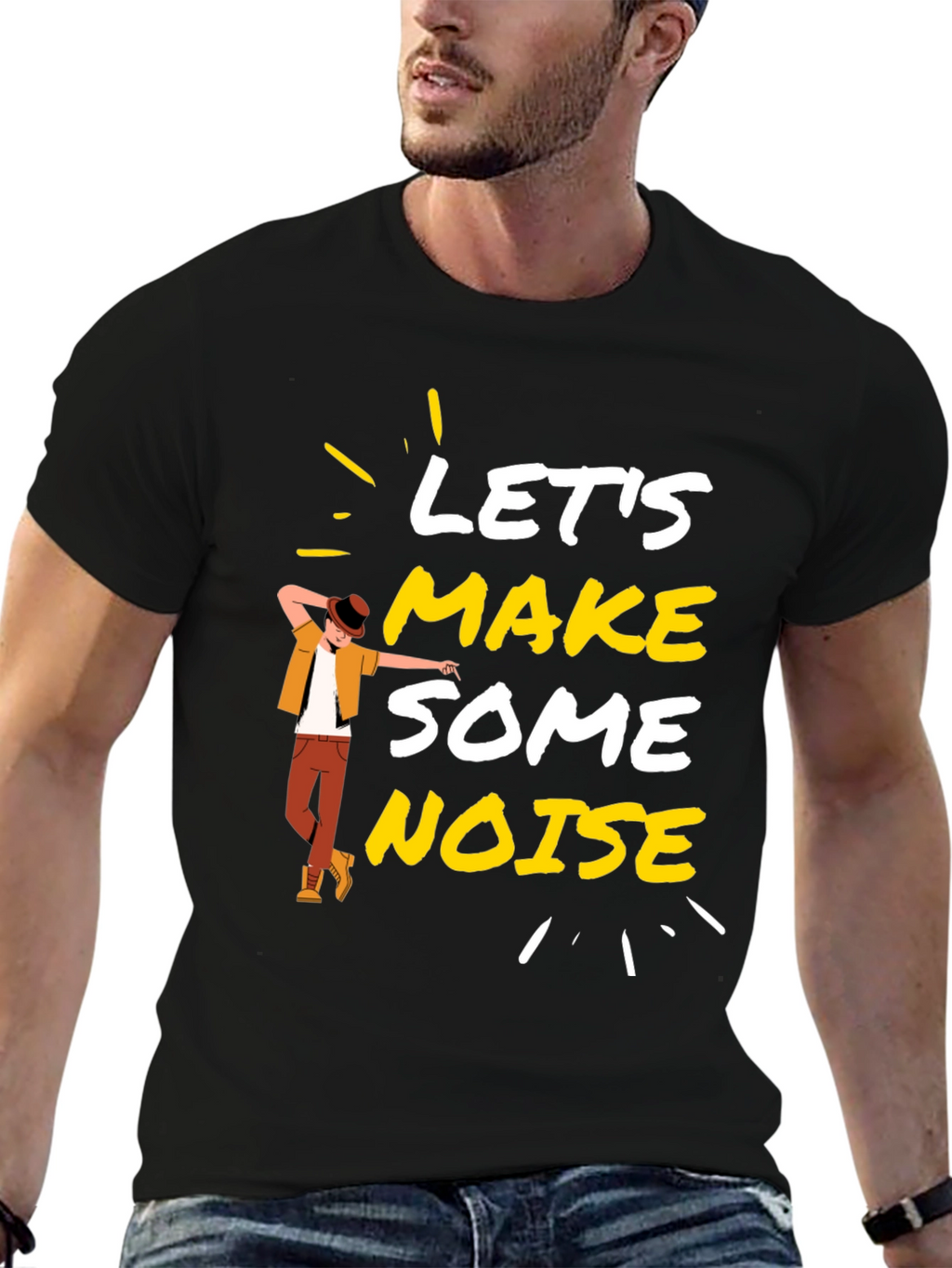 Lets Make Some Noise Black Graphic Tee