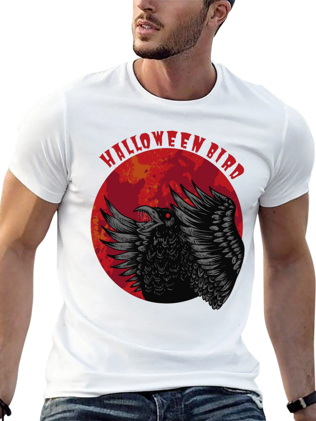Halloween Bird Graphic Tee - Crow Moon Design