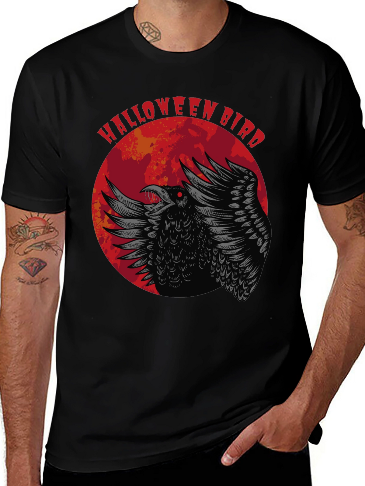 Halloween Bird Graphic Tee - Crow Moon Design