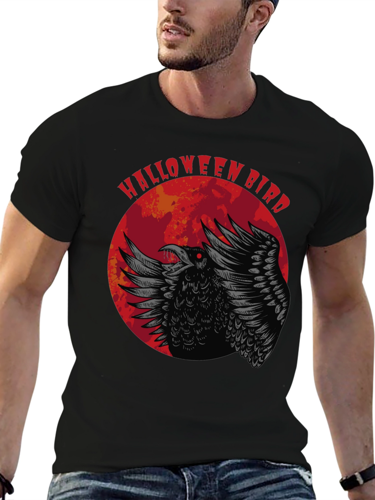 Halloween Bird Graphic Tee - Crow Moon Design