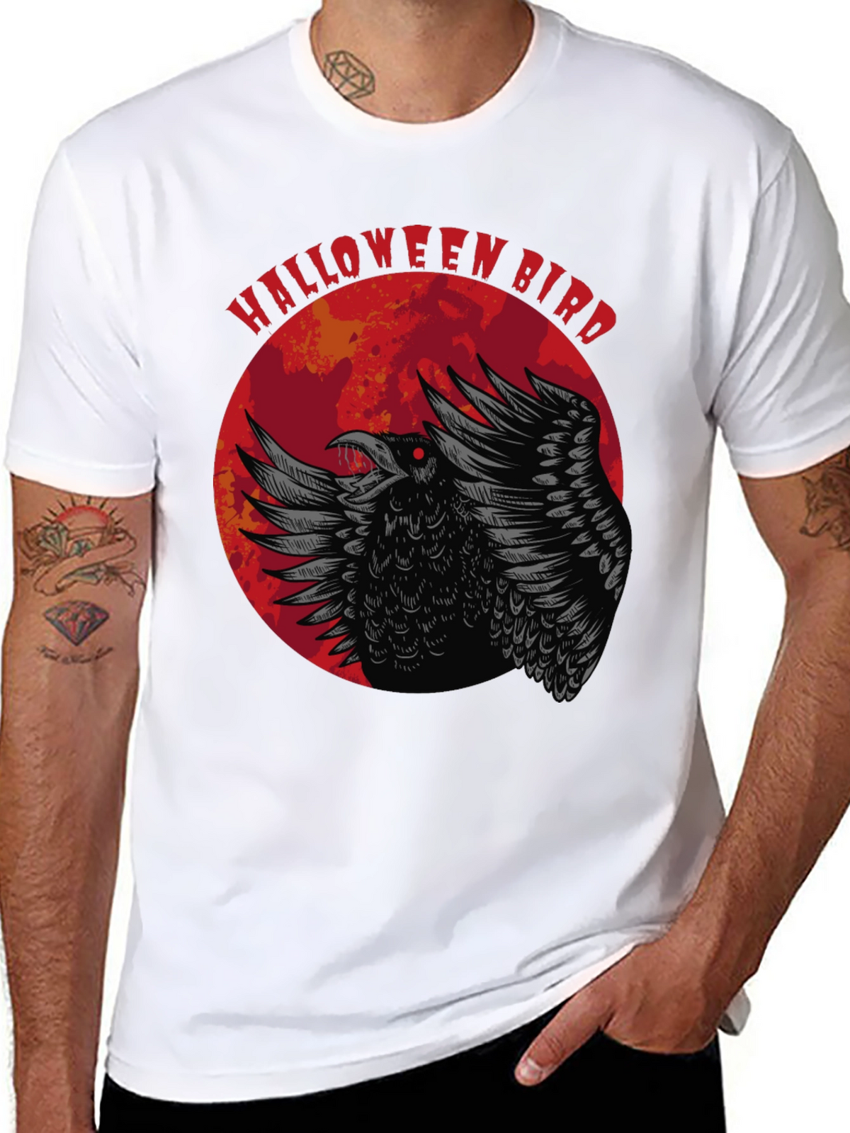 Halloween Bird Graphic Tee - Crow Moon Design