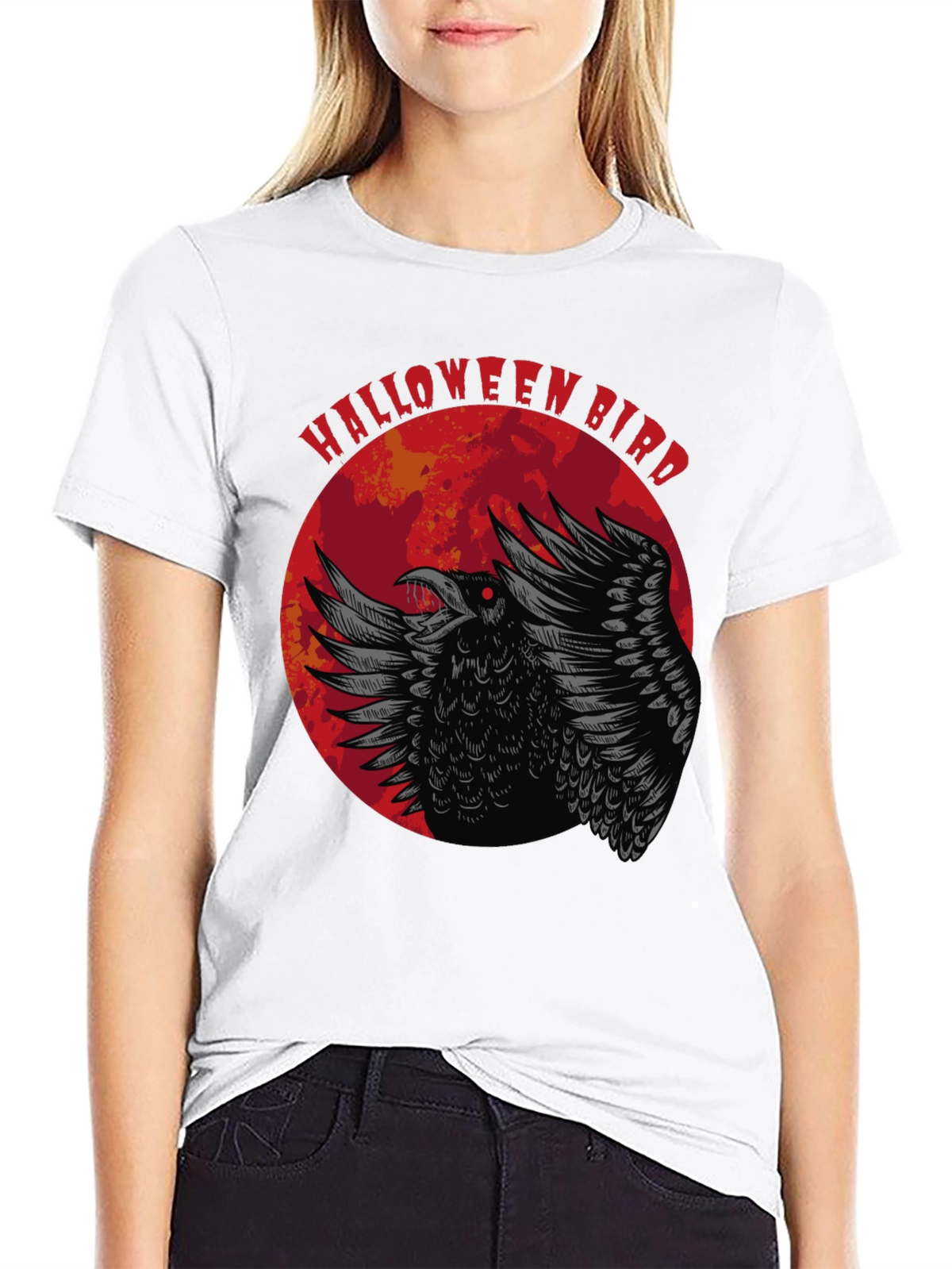 Halloween Bird Graphic Tee - Crow Moon Design