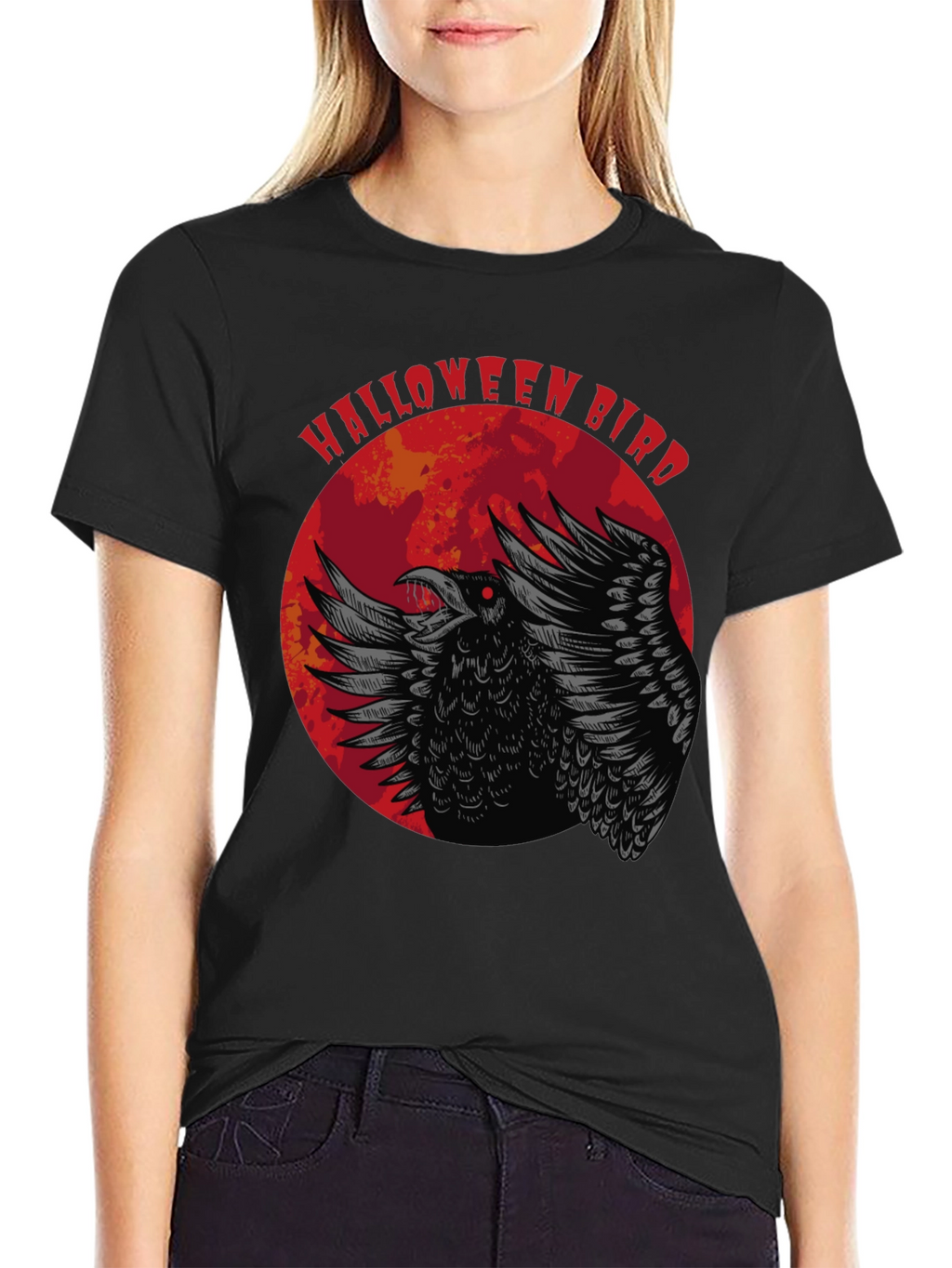 Halloween Bird Graphic Tee - Crow Moon Design