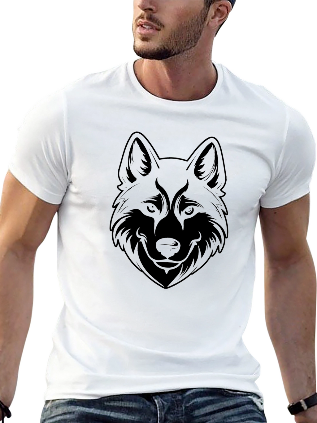 Black Wolf Graphic Tee - Mens Casual Style