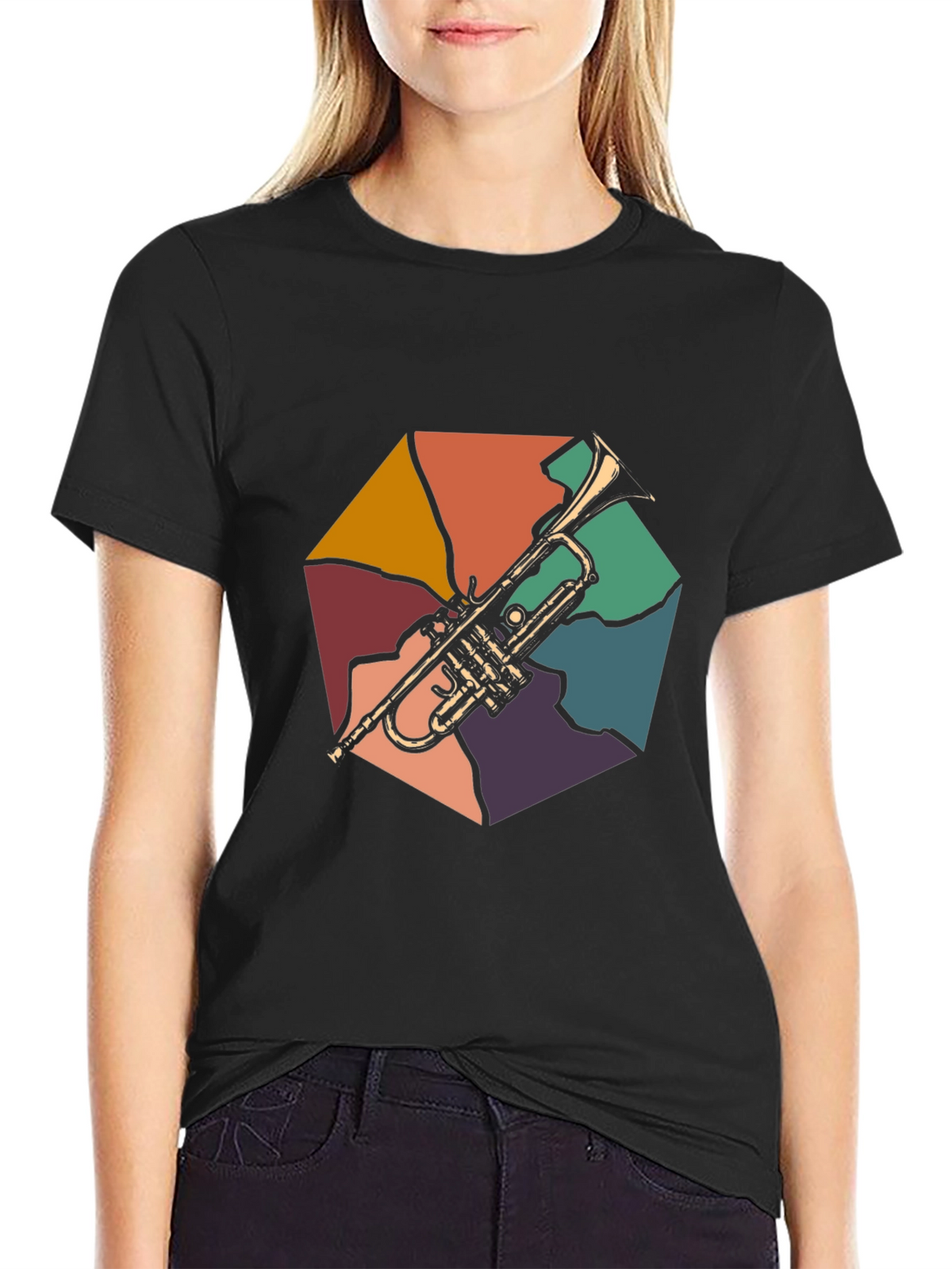 Trumpet Retro T-Shirt - Black