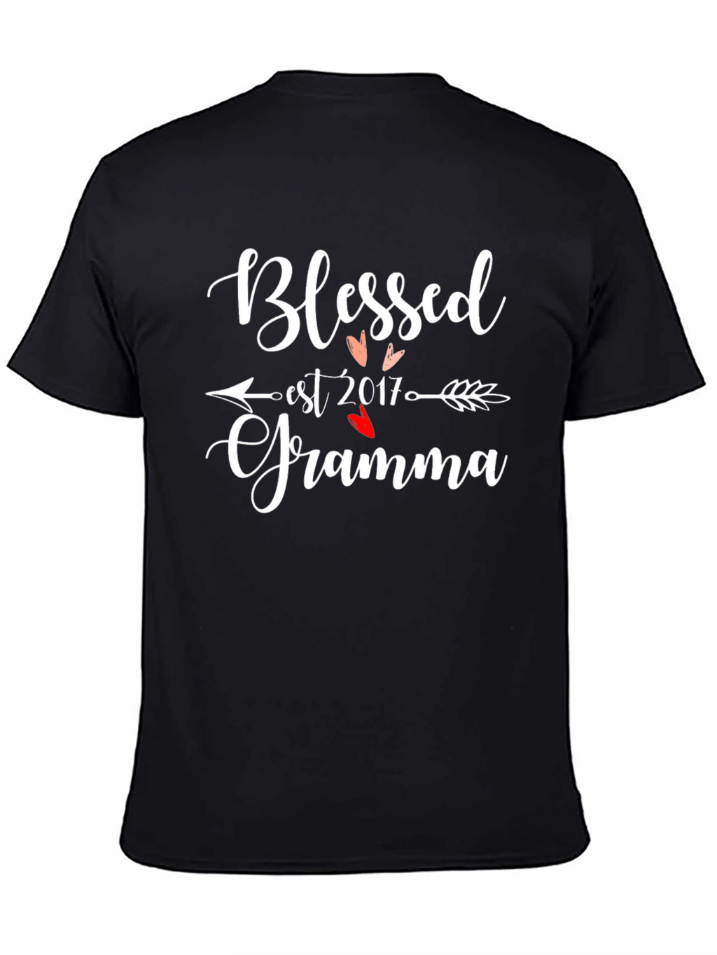 Blessed Grandma Est 2017 Black Graphic Tee