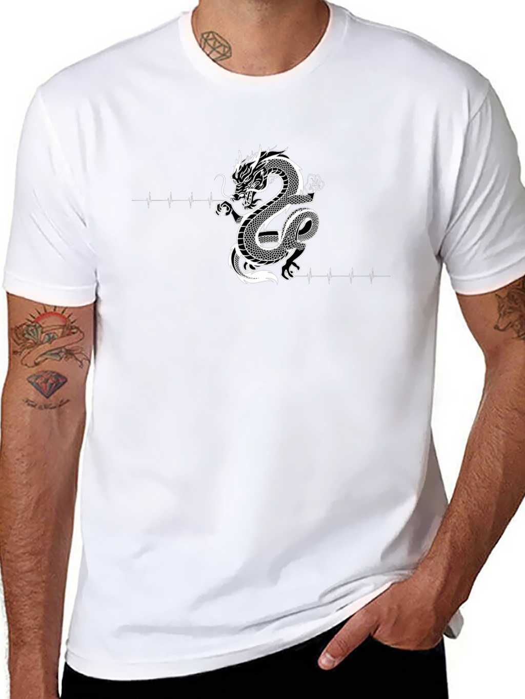 Dragon Heartbeat Graphic Tee - Cool Casual Style