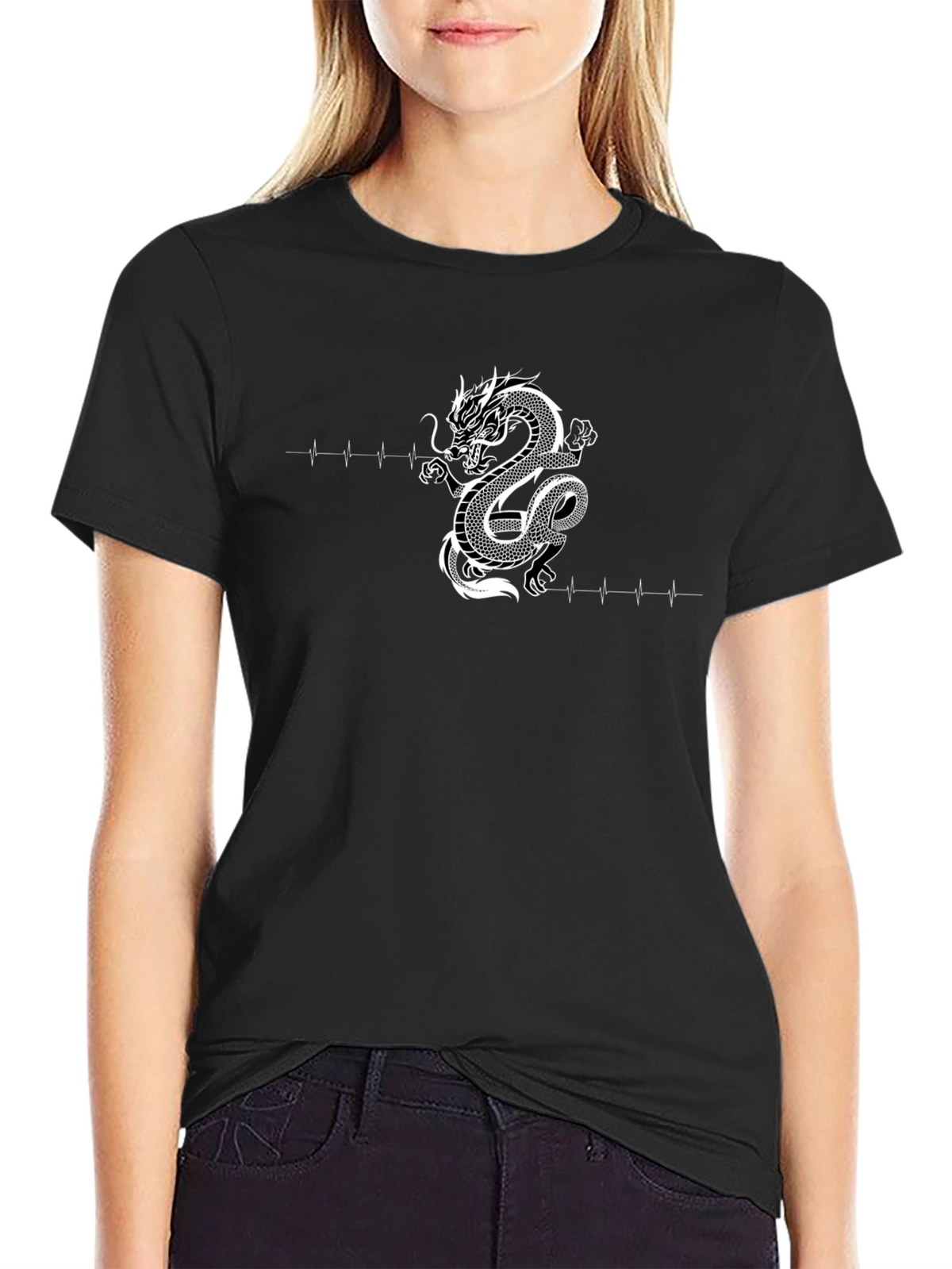 Dragon Heartbeat Graphic Tee - Cool Casual Style