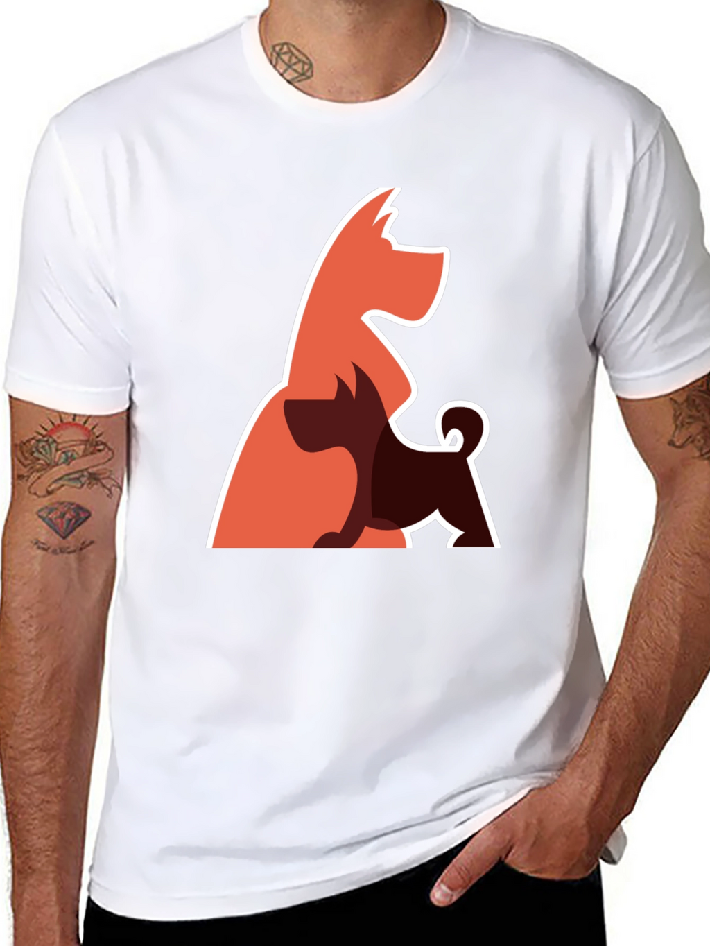 Abstract Dog Graphic Tee - Black Cotton Blend T-Shirt