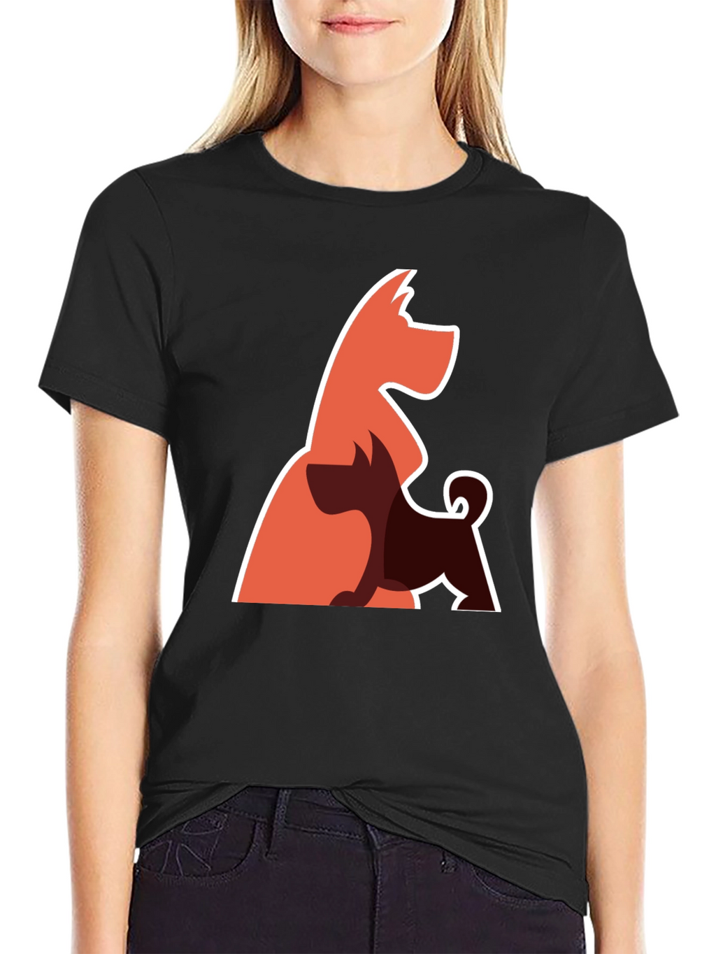 Abstract Dog Graphic Tee - Black Cotton Blend T-Shirt