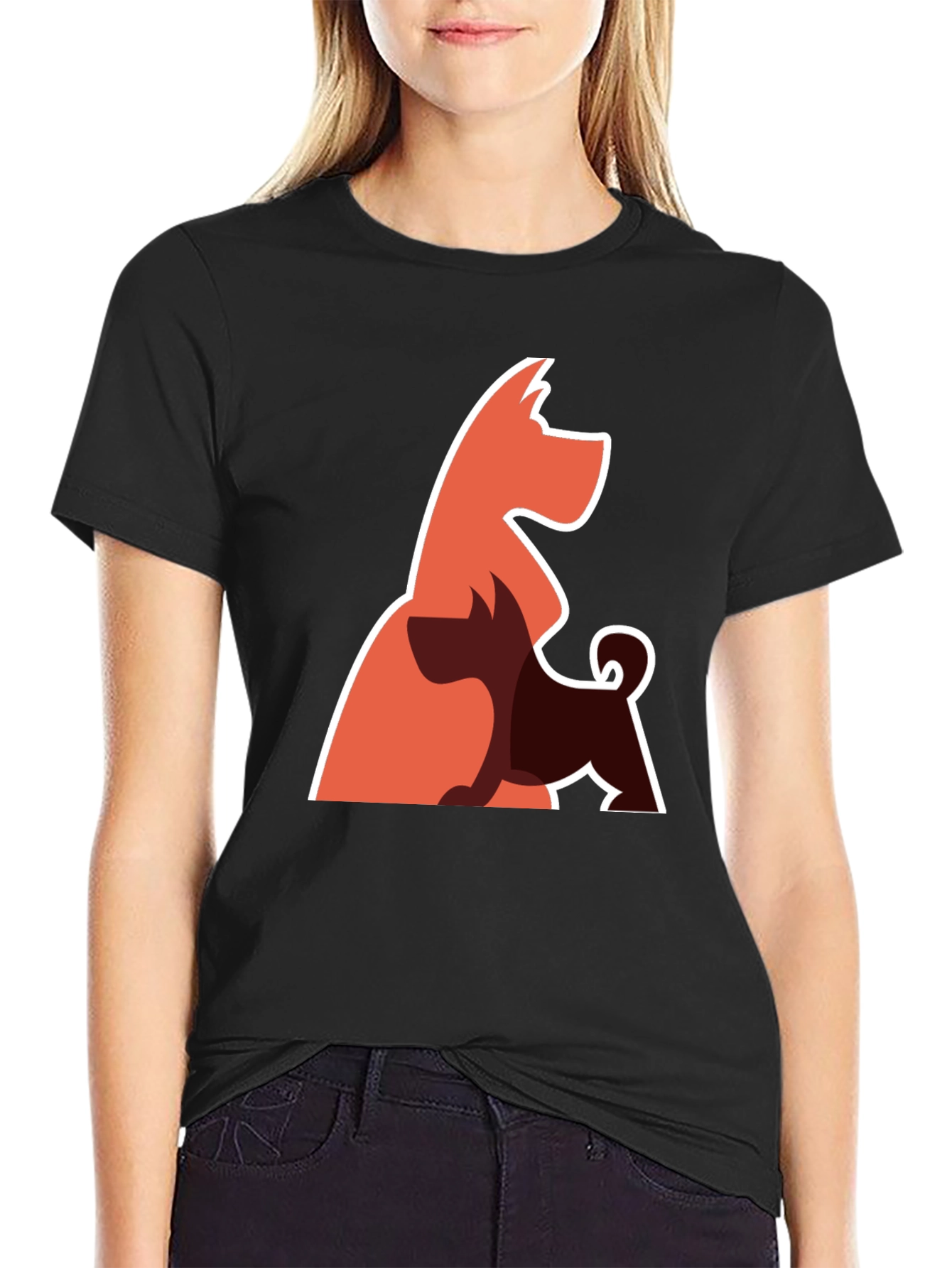 Abstract Dog Graphic Tee - Black Cotton Blend T-Shirt