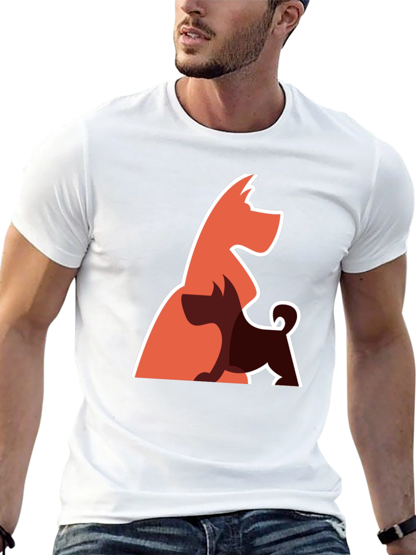Abstract Dog Graphic Tee - Black Cotton Blend T-Shirt