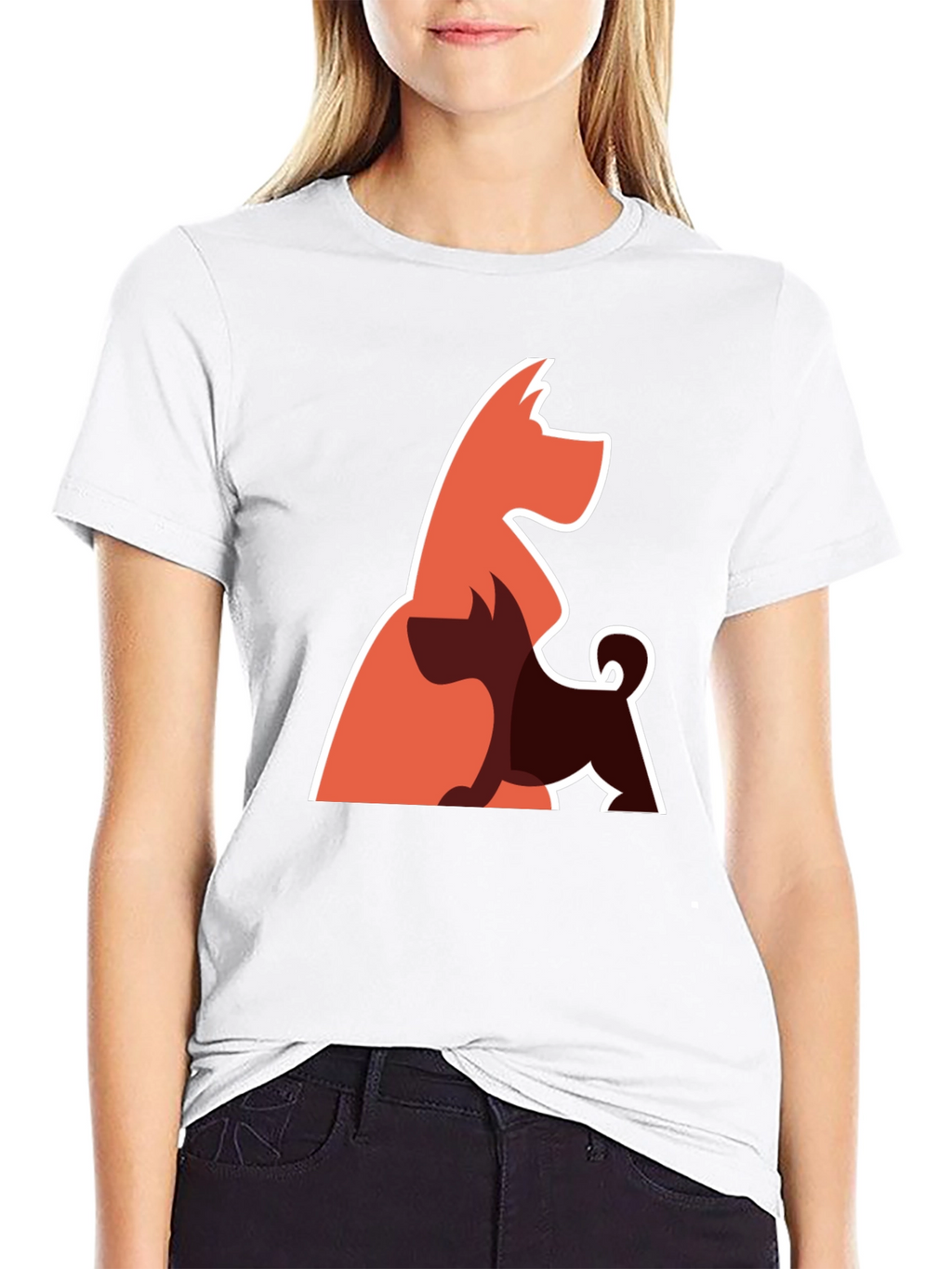 Abstract Dog Graphic Tee - Black Cotton Blend T-Shirt