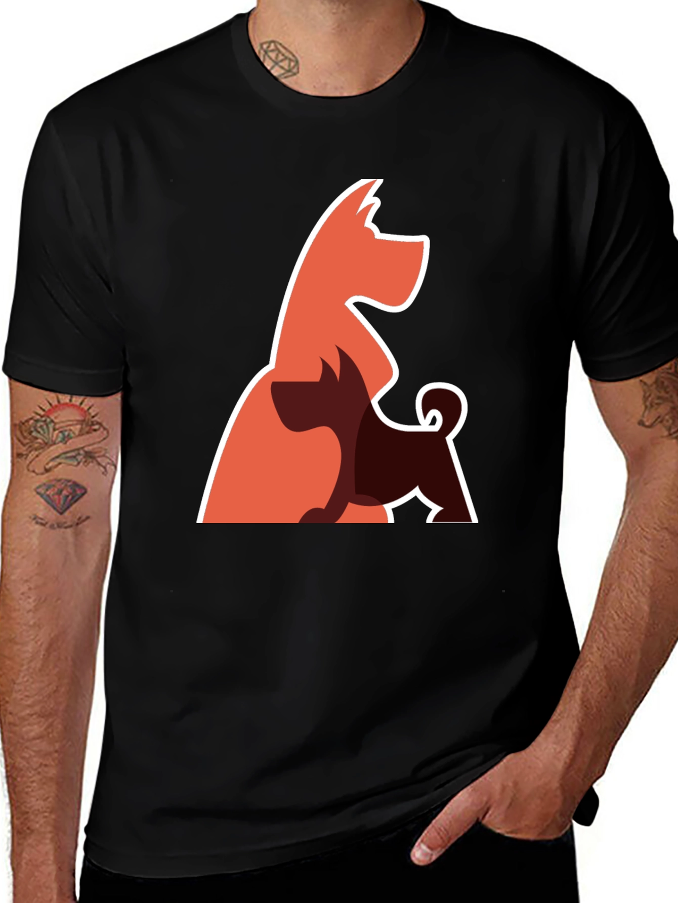 Abstract Dog Graphic Tee - Black Cotton Blend T-Shirt