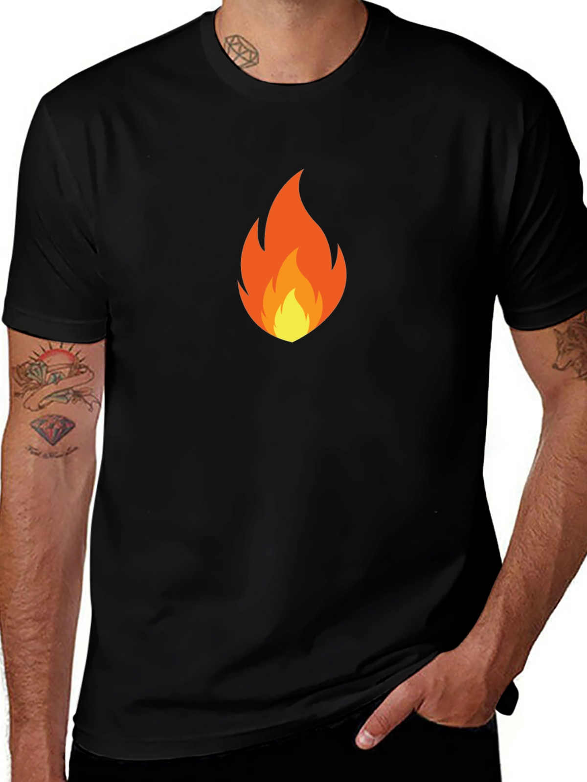 Flame Graphic Black T-Shirt - Casual Style
