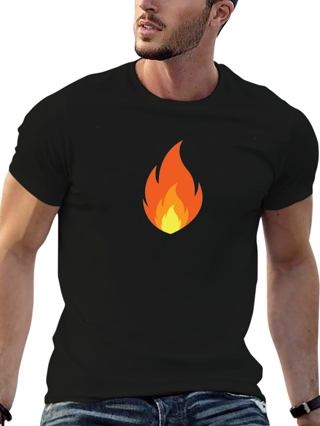 Flame Graphic Black T-Shirt - Casual Style