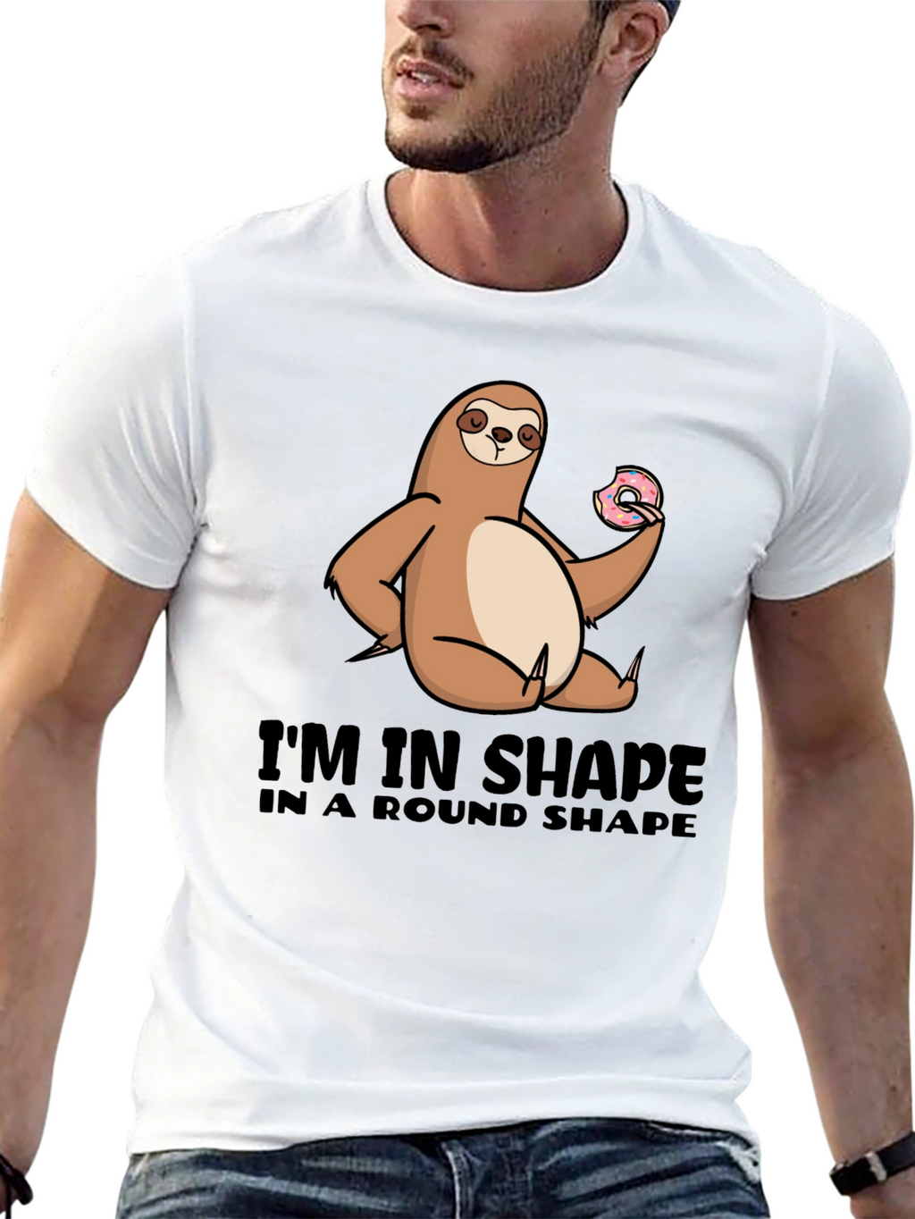 Sloth Round Shape T-Shirt Funny Graphic Tee