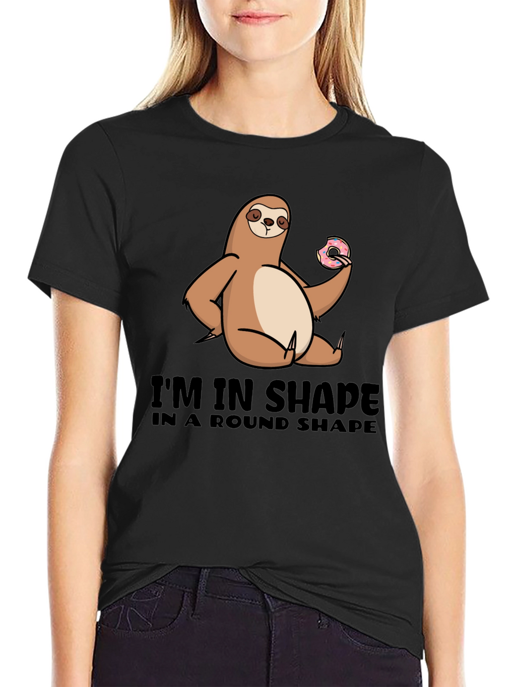 Sloth Round Shape T-Shirt Funny Graphic Tee