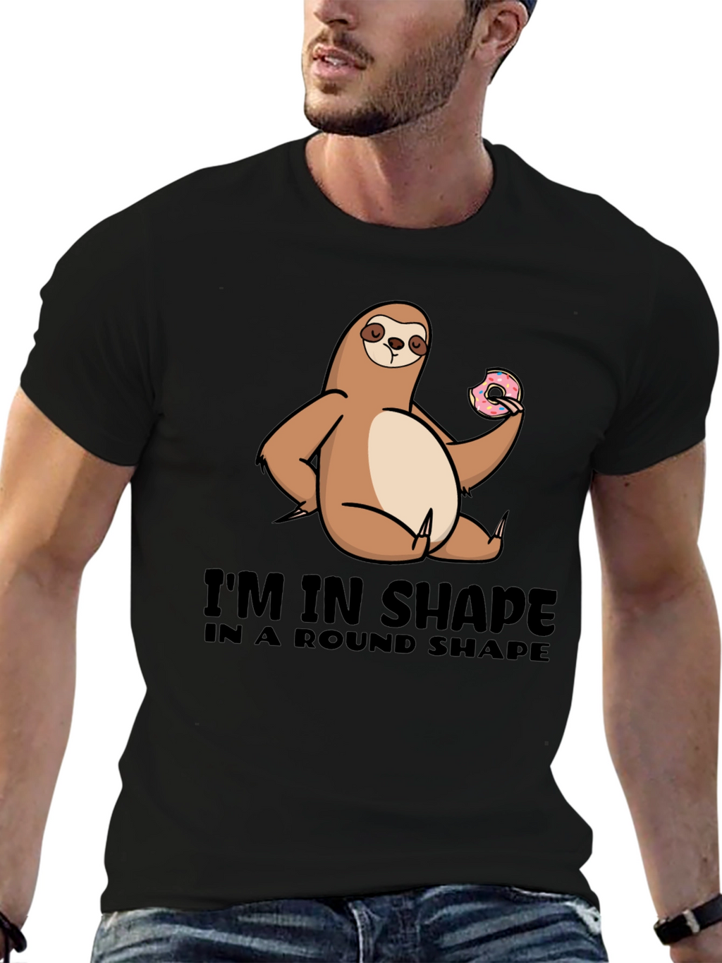 Sloth Round Shape T-Shirt Funny Graphic Tee