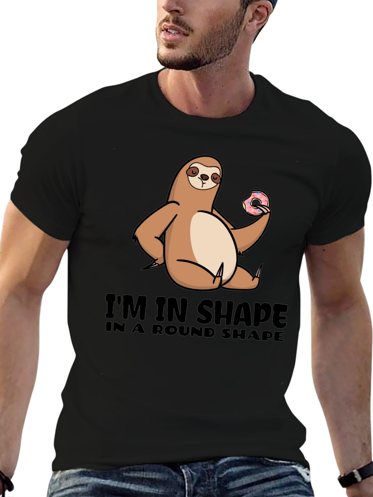 Sloth Round Shape T-Shirt Funny Graphic Tee