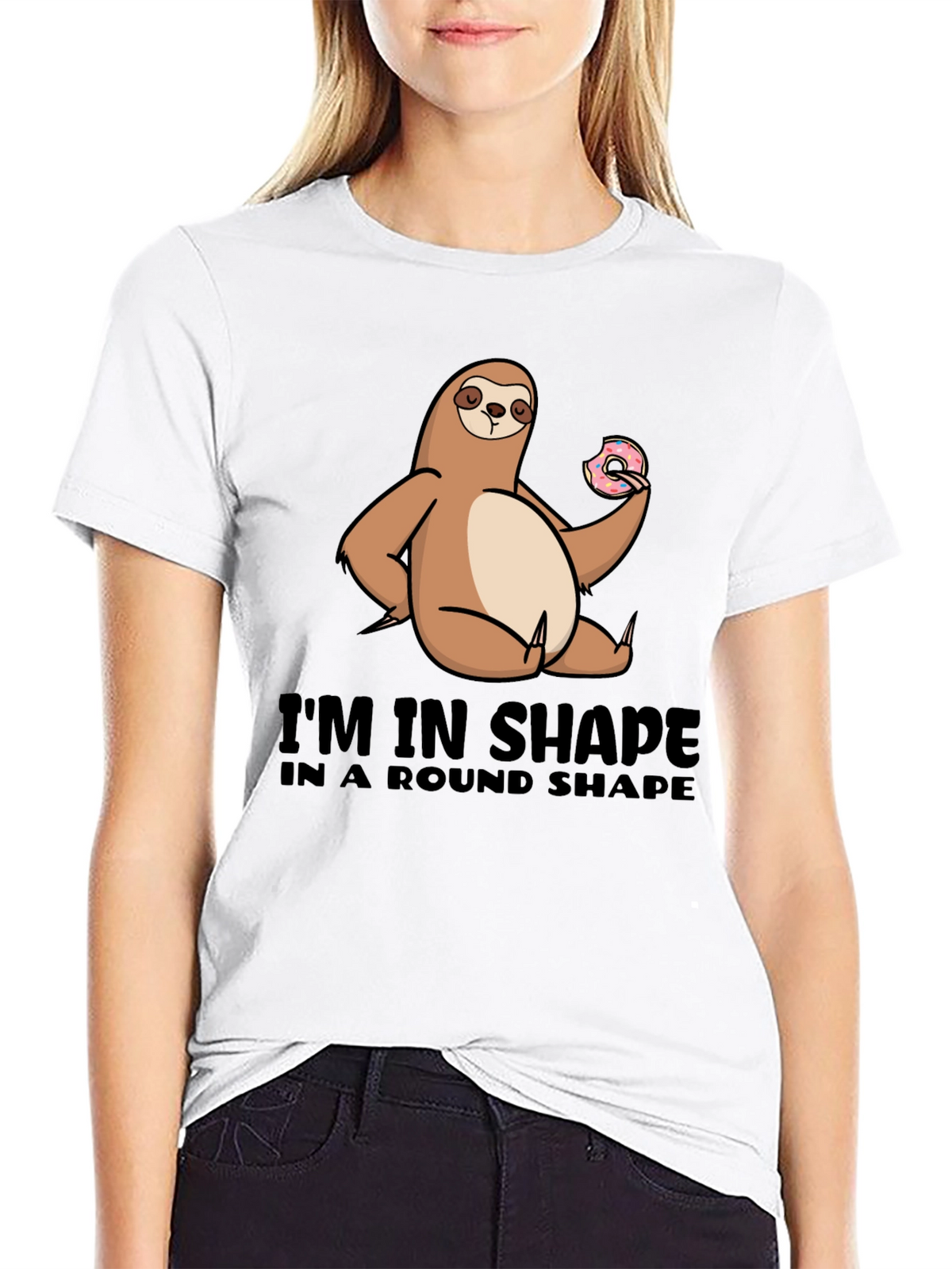 Sloth Round Shape T-Shirt Funny Graphic Tee