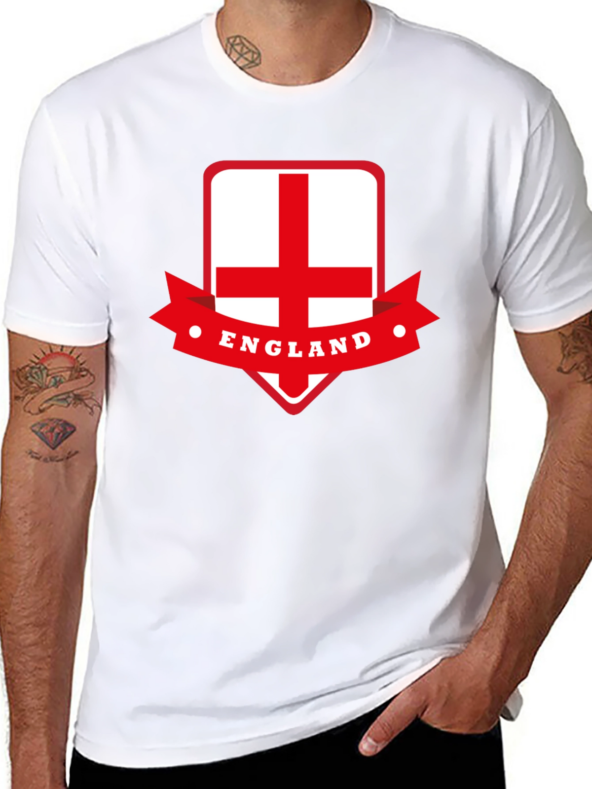 England Flag Graphic Tee - Black Cotton T-Shirt